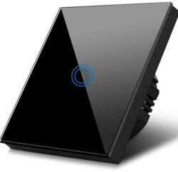 Sternhoff Elegáns Edzett üveglapos Érintéssel működő LED háttér világítású, villanykapcsoló, egypólusú, fekete (SDH1695-D_BLACK)