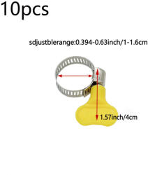  10db Állítható Sárga Műanyag Fogantyús Tömlőbilincs - vegyesbolt