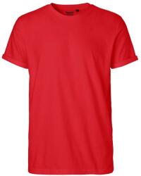 Neutral Férfi póló felhajtott ujjakkal organikus Fairtrade biopamutból - Piros | L (NE-O60012-1000329274)