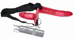 Bad Kitty Vibr. Strap-On Duo - strap-on dublu vibrator (roșu)