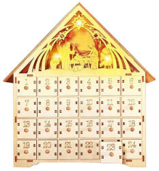 Fa Karácsonyi Adventi naptár LED világítással - vegyesbolt - 21 080 Ft