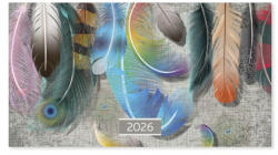 PD Calendar Naptár Tűzött mini zseb fekvő Feather 2026 (PAP4114-4586)