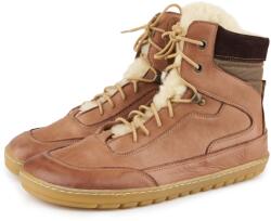 Vlnka Rhodes női barefoot bőr bokacsizma birkagyapjúval, barna felnőtt cipő méret 38