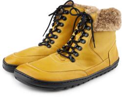 Vlnka Darja női barefoot bőr bokacsizma birkagyapjúval, sárga felnőtt cipő méret 39