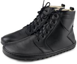 Vlnka Devon női barefoot bőr bokacsizma, fekete felnőtt cipő méret 37