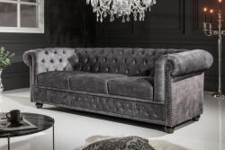 Chesterfield Design 3-személyes ülőgarnitúra Chesterfield 205 cm sötétszürke bársony