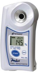 ATAGO PAL-34S digitális refraktométer etanol, etil-alkohol vizes oldat (0, 0-45, 0%, g/100g) mérésére, 100 mérés rögzítése, NFC adatátvitel (4434)