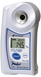 ATAGO PAL-33S digitális refraktométer etanol, etil-alkohol vizes oldat (0, 0-53, 0%, ml/100ml) mérésére, 100 mérés rögzítése, NFC adatátvitel (4433)