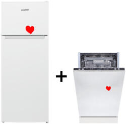 HOMEFORT HHSF2212W Felülfagyasztós hűtőszekrény + HOMEFORT HMGB0421B Beépíthető mosogatógép (HHSF2212W + HMGB0421B)