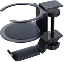 PadForce Suport PadForce® birou pentru casti, pahar, organizator cabluri, multifunctional din aluminiu, anti-alunecare, rotire 360 pentru Gaming, Streaming, Office - Negru