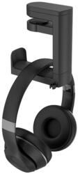 PadForce Suport PadForce® birou de casti, organizator cabluri, multifunctional, anti-alunecare, rotire 360 pentru Gaming, Streaming, Office - Negru