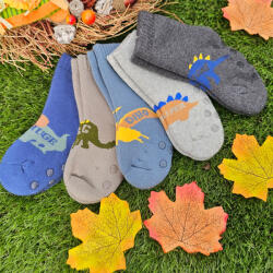 Aura Via Baba csúszásgátlós téli frottír zokni - 5 pár szett (fiú, dinó mintával) 0-12 hó 98919