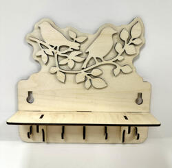  Lézervágott falra szerelhető kulcstartó - madár motívummal (FEK19)