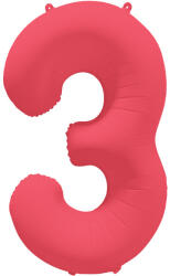riethmüller Számos lufi 34" 86cm óriás neon piros (rózsaszín) fólia szám, számjegy 3-as, (LUFI387324)