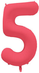 riethmüller Számos lufi 34" 86cm óriás neon piros (rózsaszín) fólia szám, számjegy 5-ös, (LUFI936750)