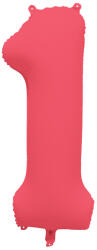 riethmüller Számos lufi 34" 86cm óriás neon Piros (Rózsaszín) szám, számjegy 1-es, (LUFI895874)