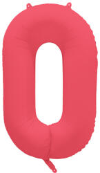 riethmüller Számos lufi 34" 86cm óriás neon Piros (Rózsaszín) szám, számjegy 0, (LUFI937465)
