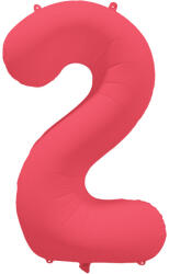 riethmüller Számos lufi 34" 86cm óriás neon Piros (Rózsaszín) szám, számjegy 2-es, (LUFI180677)
