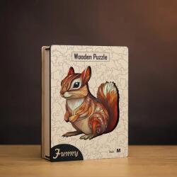 Díszes mókus fa puzzle L Prémium fa doboz