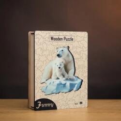Sarki jegesmedve család fa puzzle L Prémium fa doboz