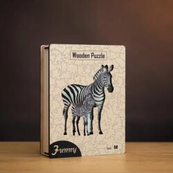 Vándorló zebra család fa puzzle L Prémium fa doboz