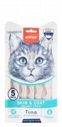 Wanpy WANPY Skin & Coat Creamy Treats, Ton și Somon, punguță recompense funcționale pisici, piele & blană, (piure), 70g