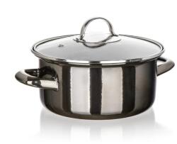 BANQUET METALLIC Black zománcozott, 20 cm 2 l, fedővel (A26651)