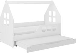 Wooden Toys Hangulatos Házikó Gyerekágy - 160x80 cm, Matraccal és Ágyazható Ágyneműtartóval, 140x70 cm Matraccal, Jobbos