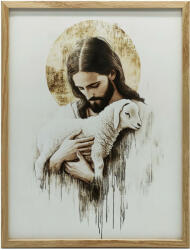  VÁSZONFESTMÉNY FALRA JÉZUS BÁRÁNYÁVAL, VALLÁSI 70x100 CM