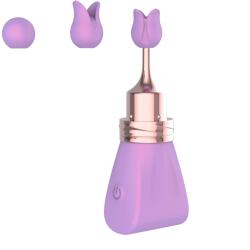 Guilty Toys Mini Vibrator Lilac Bow cu 2 Accesorii Interschimbabile, 10 Moduri Vibratii, Silicon, ABS, USB, Lila, 8.8 cm, Guilty Toys Vibrator