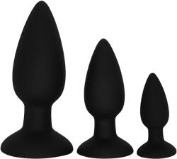 Guilty Toys Set 3 Dopuri Anale cu Ventuza, Silicon Lichid, Negru, Guilty Toys