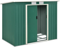  Fém kerti ház kerti tároló fémház zöld alapszerkezettel 213×130×173 cm (21056)