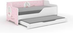 Wooden Toys Lilu Gyerekágy - Laminált Fronttal és Oldallal, 160x80 cm, Matraccal és Ágyazható Ágyneműtartóval, 140x70 cm Matraccal, Hercegnős