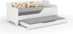 Wooden Toys Lilu Gyerekágy - Laminált Oldallal, 160x80 cm, Matraccal és Ágyazható Ágyneműtartóval, 140x70 cm Matraccal, Építési Terület