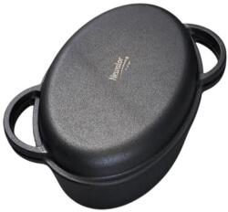 Newalor Tava din Fonta pentru Rata, cu Capac si Maner, 38 x 26 x 12 cm, Neagra, Newalor (MRK-NW26)
