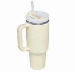Newalor Cana Termica din Inox cu Paie, Perete Dublu, 1183 ml, Crem, Newalor (MRK-NW17Crem)