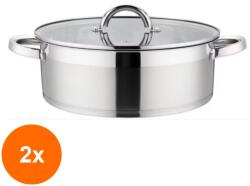 Grunberg Set 2 x Cratita din Inox cu Capac din Sticla, 22 cm, 3 l, Grunberg GR4116 (GUJ-2xGR4116)