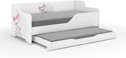 Wooden Toys Lilu Gyerekágy - Laminált Fronttal és Oldallal, 160x80 cm, Matraccal és Ágyazható Ágyneműtartóval, 140x70 cm Matraccal, Kalapos Biciklis Lány