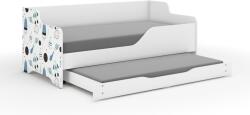 Wooden Toys Lilu Gyerekágy - Laminált Fronttal, 160x80 cm, Matraccal és Ágyazható Ágyneműtartóval, 140x70 cm Matraccal, Űrhajós