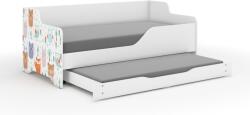 Wooden Toys Lilu Gyerekágy - Laminált Fronttal, 160x80 cm, Matraccal és Ágyazható Ágyneműtartóval, 140x70 cm Matraccal, Erdős