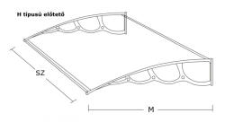 Silver Wing Miko Extra kinyúlású előtető 150x150 fekete keret áttetsző üregkamrás polikarbonát féltető H típusú kar például bejárati ajtó vagy ablakok fölé