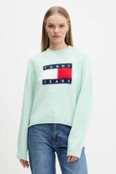 Tommy Hilfiger pulóver gyapjúkeverékből könnyű, türkiz, DW0DW21782 - türkiz L