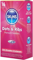 Skins - bordázott és pontozott óvszer (16db) (5037353004084)