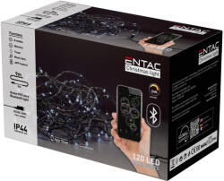 Entac Karácsonyi IP44 Fényfüzér 120 LED hideg fehér 9m Bluetooth aplikáció ECL-BT-120CW (Entac-ECL-BT-120CW)