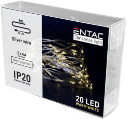 Entac Karácsonyi Beltéri Drótfüzér 20 LED meleg fehér 1, 1m ECL-S20WW (Entac-ECL-S20WW)