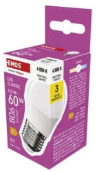 EMOS LED izzó Classic Mini Globe E27/6, 5W (60W)/806lm/Természetes fehér ZQ6E43 (EMOS-ZQ6E43)