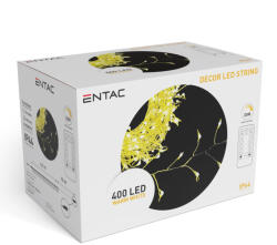 Entac Karácsonyi IP44 400 LED Fürtös Arany Drótfüzér meleg fehér 6.7m ECL-MG400WW-FS (Entac-ECL-MG400WW-FS)