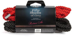 Fifty Shades of Grey - set 2 frânghii bondage, negru și roșu, 2 x 5 m