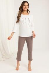 Regina Carmen, hosszú női pizsama, ekrü, nyomott mintás, M