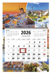 TopTimer Naptár, speditőr, három hónapos, egy tömbös, TOPTIMER, "Városok (26T8100-013) - iroszer24